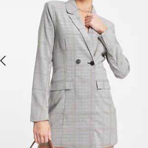 Abercrombie Blazer Mini Dress Grey Plaid Size S